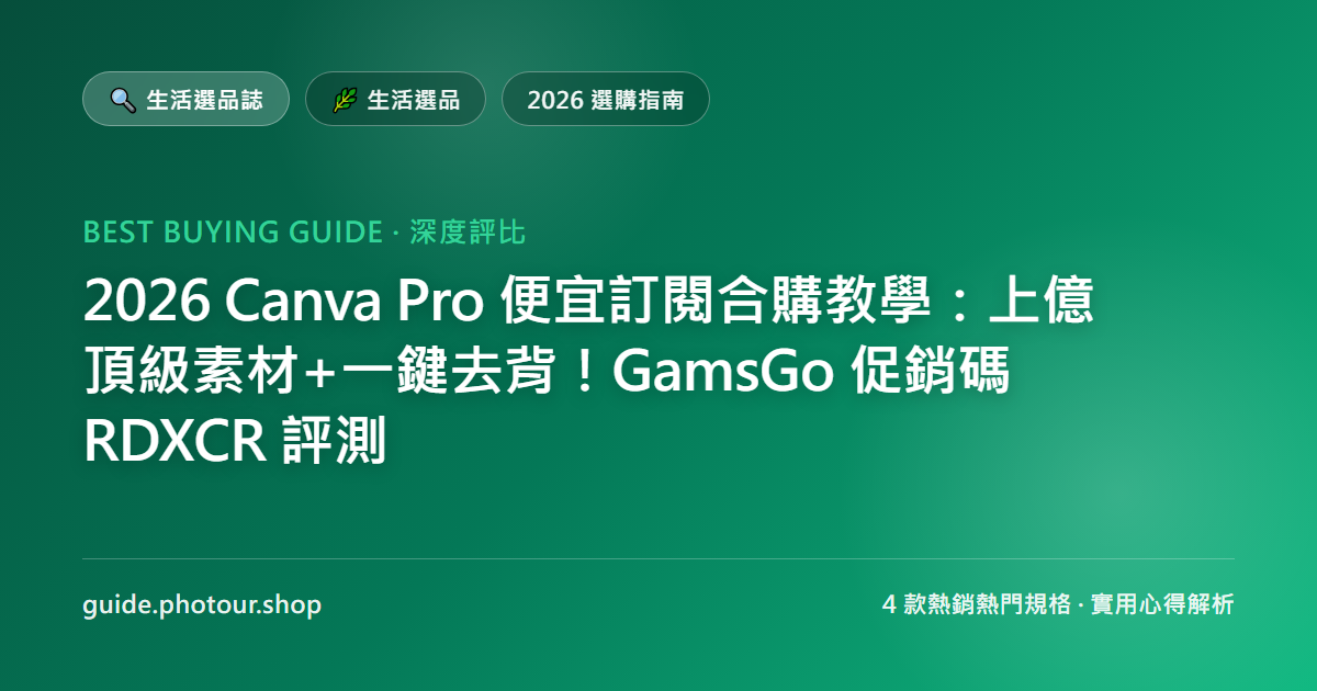 2026 Canva Pro 便宜訂閱合購教學：上億頂級素材+一鍵去背！GamsGo 促銷碼 RDXCR 評測